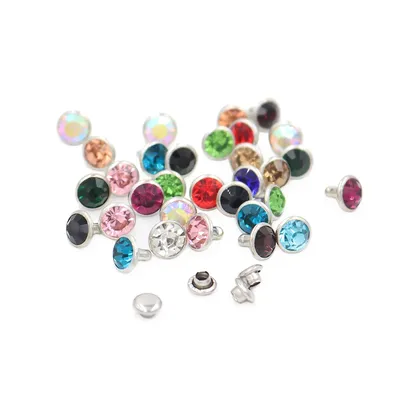 Colorful Crystal Rhinestone For Nails Rivets Studs For Leathercraft 100Sets Horse Tack Rivet Leather