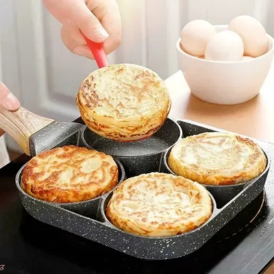 1pc medical stone four-hole omelette pot household non-stick flats-bottomed egg dumpling pot