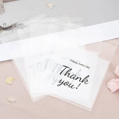 50-100pcs Thank You Gift Bags Candy Cookie Packaging Plastic Adhesive Pouch for Wedding Birthday