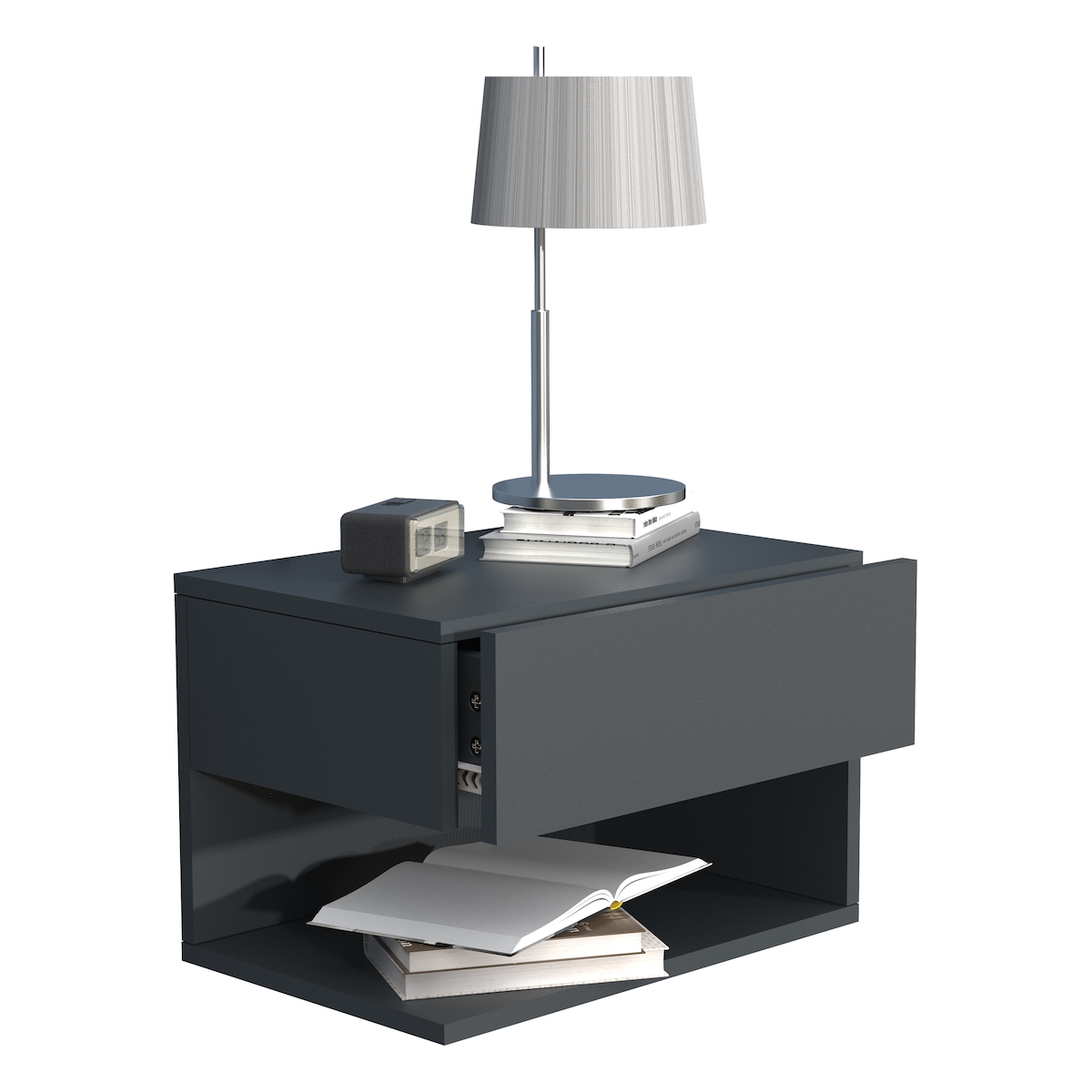 VCM Nachttisch Usal Anthrazit H. 30 x B. 45 x T. 32 cm Image