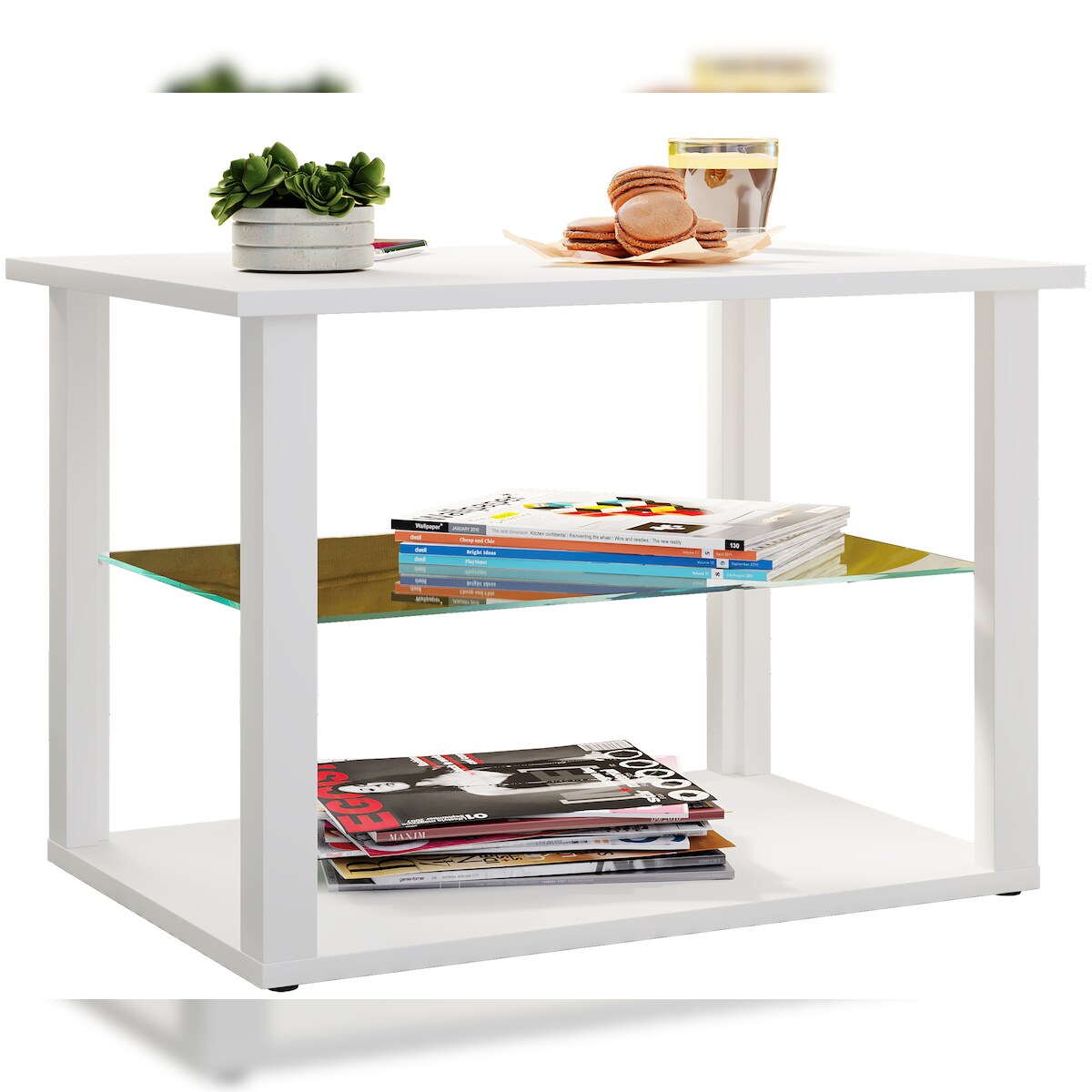 VCM Beistelltisch & Couchtisch Wanilo Weiß H. 45 x B. 65 x T. 45 cm Image