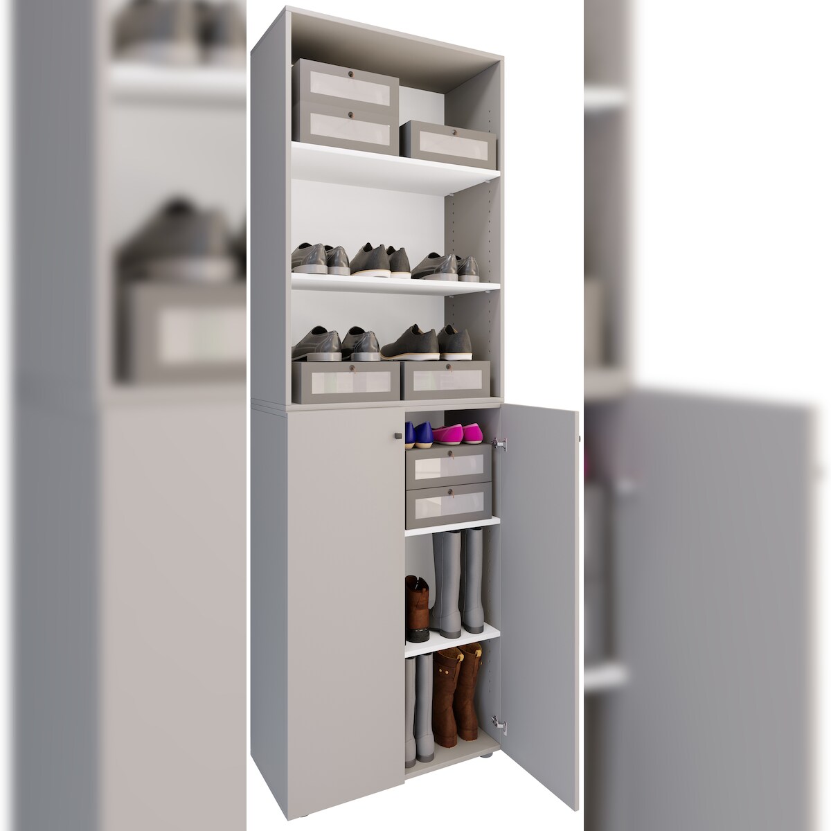 VCM Schuhschrank Lona Grau H. 220 x B. 70 x T. 40cm Image