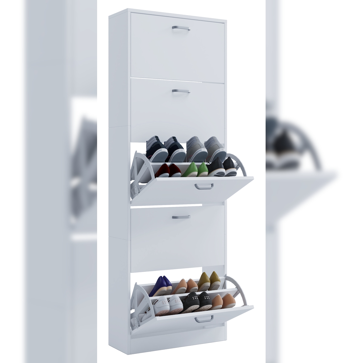 VCM Schuhschrank Sipos Weiß H. 170 x B. 59 x T. 22 cm Image