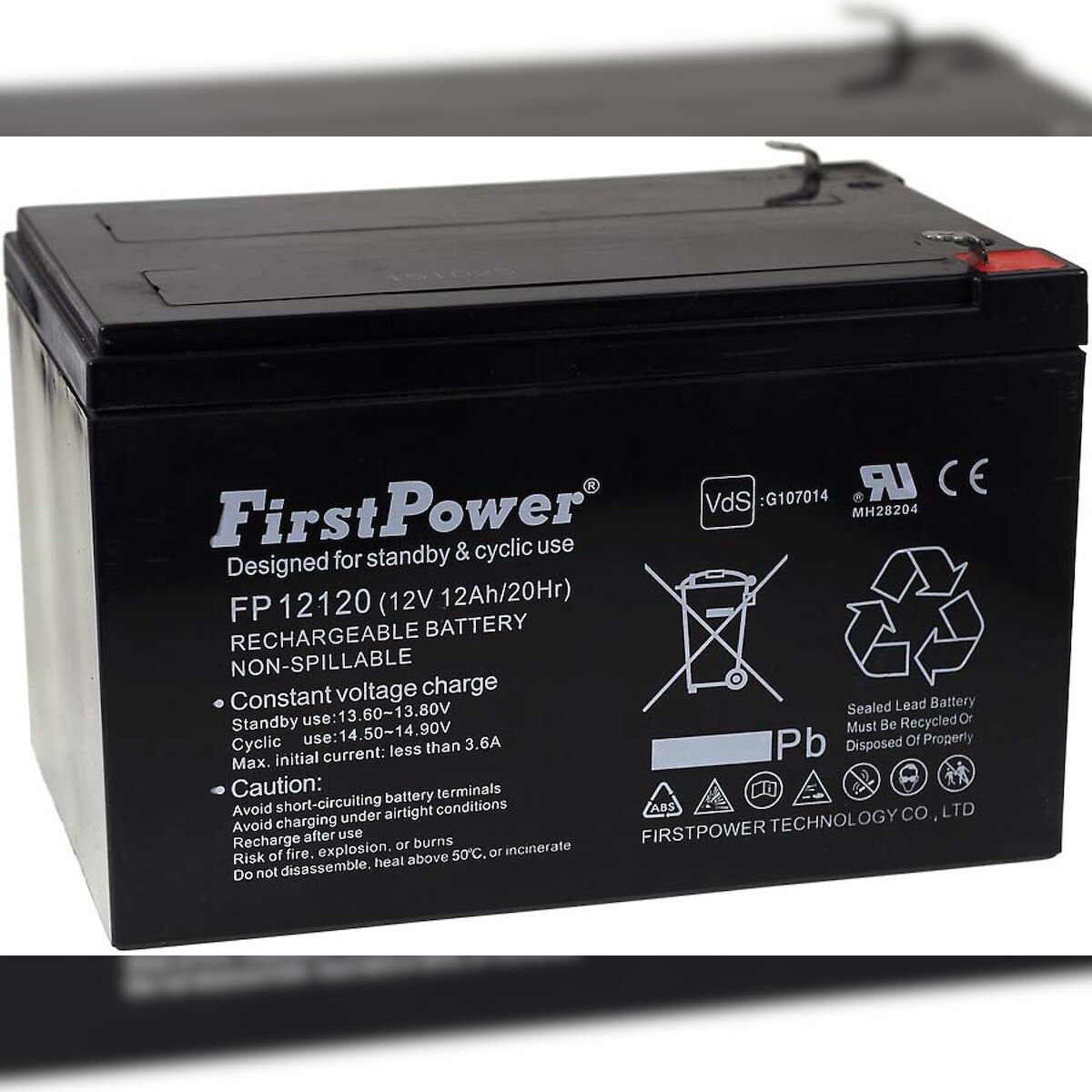 Powery FirstPower Blei-Gel Akku für Rollstühle Elektro-Scooter Elektrofahrzeuge 12Ah 12V VdS Image