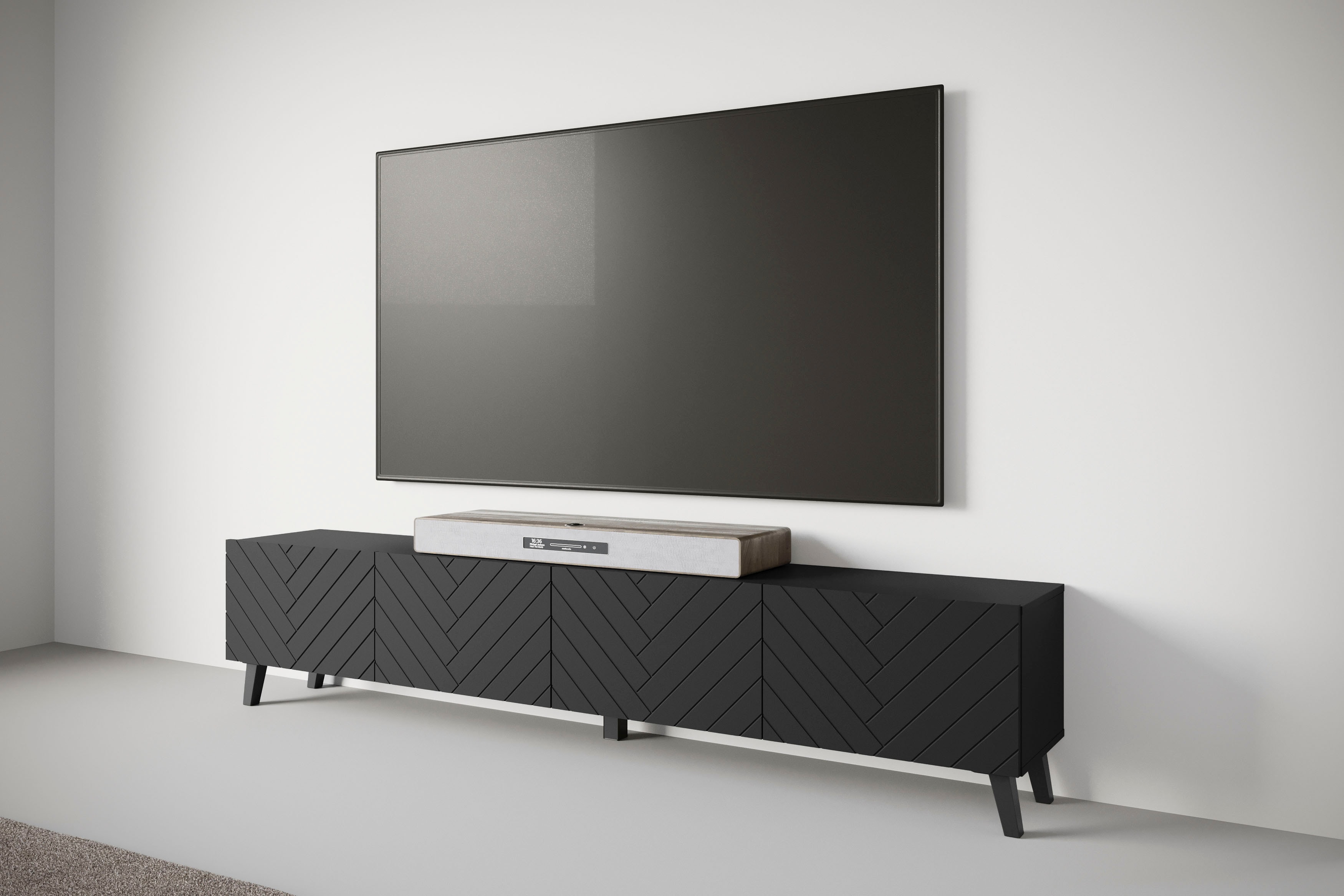 Lowboard INOSIGN "PHUKET", schwarz (graphite schwarz matt, graphite schwarz matt mdf), B:190cm H:39cm T:32cm, FSC-zertifizierter Holzwerkstoff, Kunststoff, MDF, Spanplatte, Sideboards, Lowboard, TV-Board mit Strukturfront, Breite ca. 190 cm