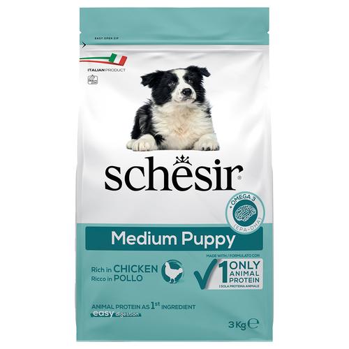 3kg Schesir Dog Dry Medium Puppy mit Huhn Hundefutter trocken