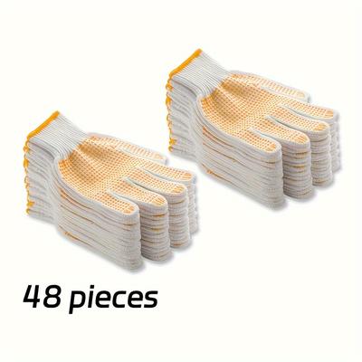 TEMU 1pair Anti-slip Nylon Finger Knitted Rubber Gloves, Breathable, Wear-resistant, For Men And Women Image