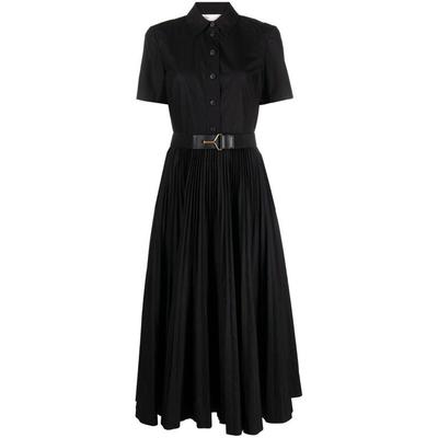 Pleated Poplin Shirt Dress - Black - Tory Burch Dresses