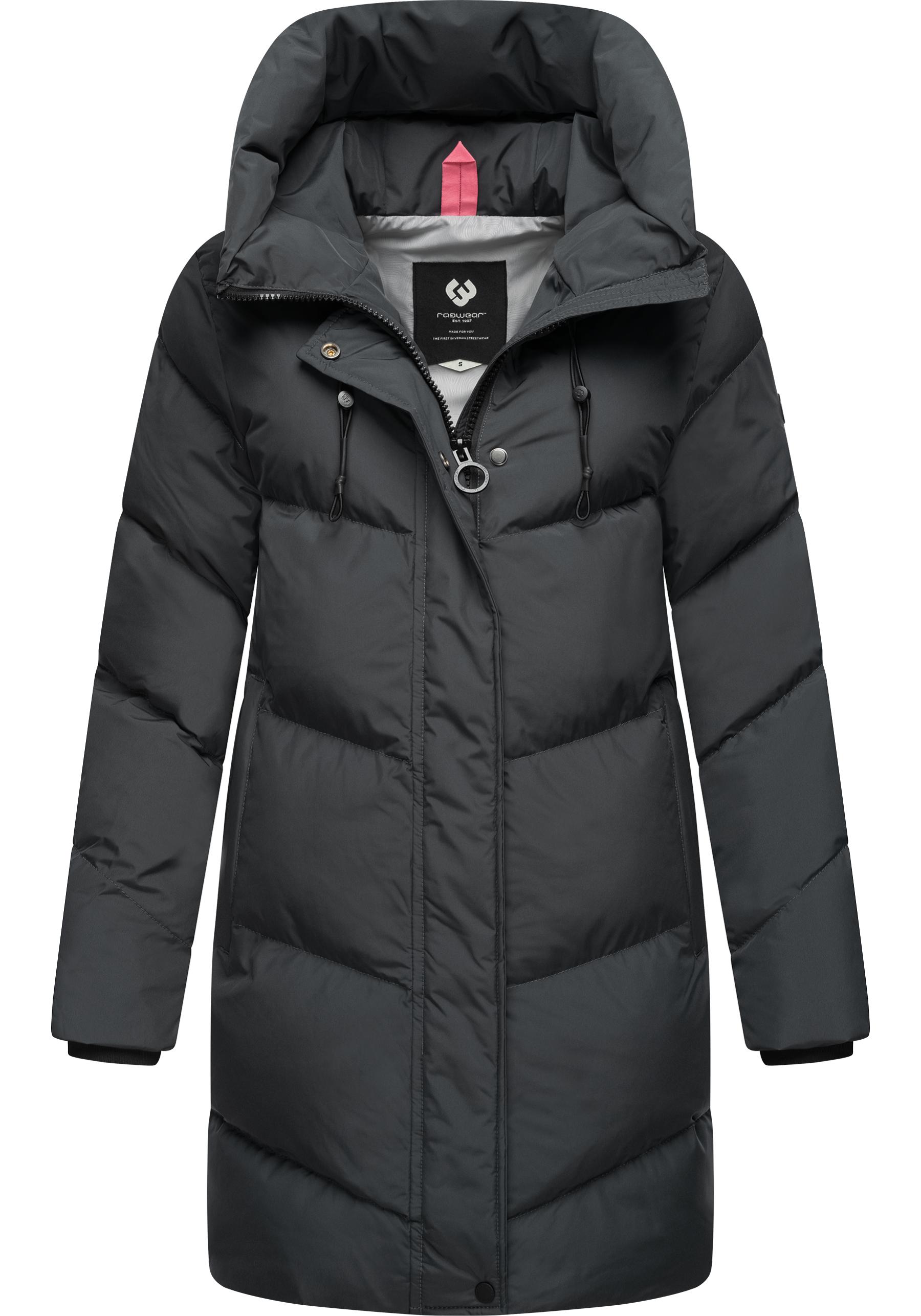 Kurzmantel RAGWEAR "Avelin", Damen, Gr. L (40), grau (dunkelgrau), Obermaterial: 100% Polyester; Innenfutter: 100% Polyester; Wattierung: 100% Polyester, Basic, gerade ca. Mitte Oberschenkel, hoch geschlossener Ausschnitt, Ärmel ohne Ärmelschlitz...