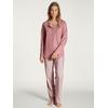 Pyjama CALIDA "Lovely Nights", Damen, Gr. M (44/46), rosa (rose bud), Single Jersey, Obermaterial: 100% Baumwolle, unifarben, gemustert, casual, comfort fit lang, Rundhals, Langarm, Homewear-Sets, mit Knopfleiste am Aussschnitt
