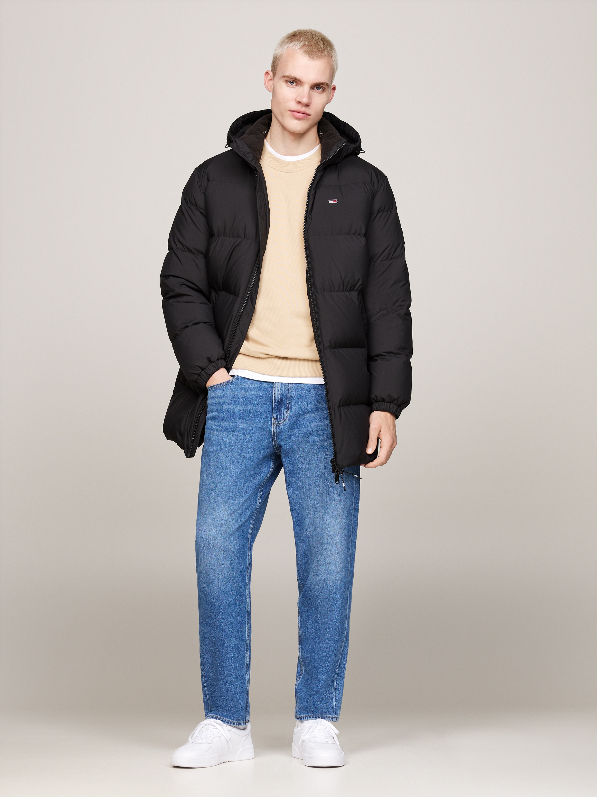 Steppjacke TOMMY JEANS "TJM ESSENTIAL DOWN PARKA", Herren, Gr. XXL, schwarz, Web, Obermaterial: 100% Polyester, Basic normal, elastischer Bund, Jacken, Daunenjacke, Übergangsjacke mit Kapuze Image