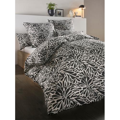 Bettwäsche HEINE HOME WITT-PBK-Bettwäsche-temporär Gr. B/L: 135 cm x 200 cm, 2 tlg., Mako-Satin, B/L: 80 cm x 80 cm, schwarz (schwarz, gemustert)