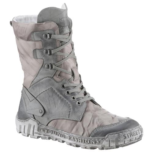 Winterboots KRISBUT Gr. 38, grau, beige used Damen Schuhe Schnürstiefel, Komfortschuh mit Wechselfußbett