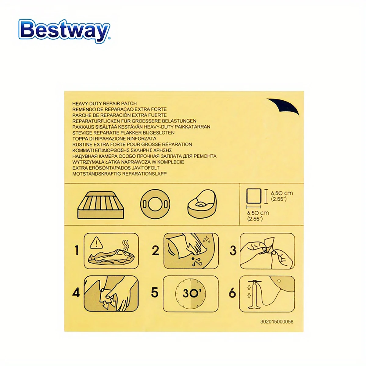 Bestway62068 Patch de réparation adhésif sous-marin 10 pièces, Kit de réparation de patch de piscine, Patch de réparation de crevaison de piscine