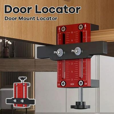 Door Installation Positioner - Precision Drilling Guide Tool for Cabinet Doors, Adjustable Aluminum Alloy for Handles and Knobs, Easy-to-Use for DIY and Professional Projects