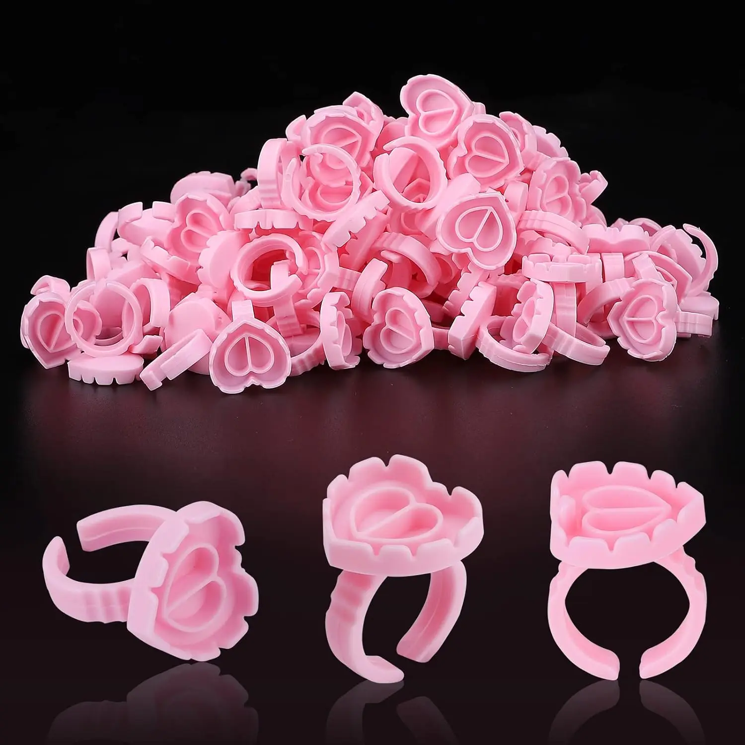100PCS Einweg herzförmigen Kunststoff Kleber Ring Tasse Wimpern Verlängerung Tattoo Pigment Halter Palette Lash Make-Up Liefert Werkzeuge Image