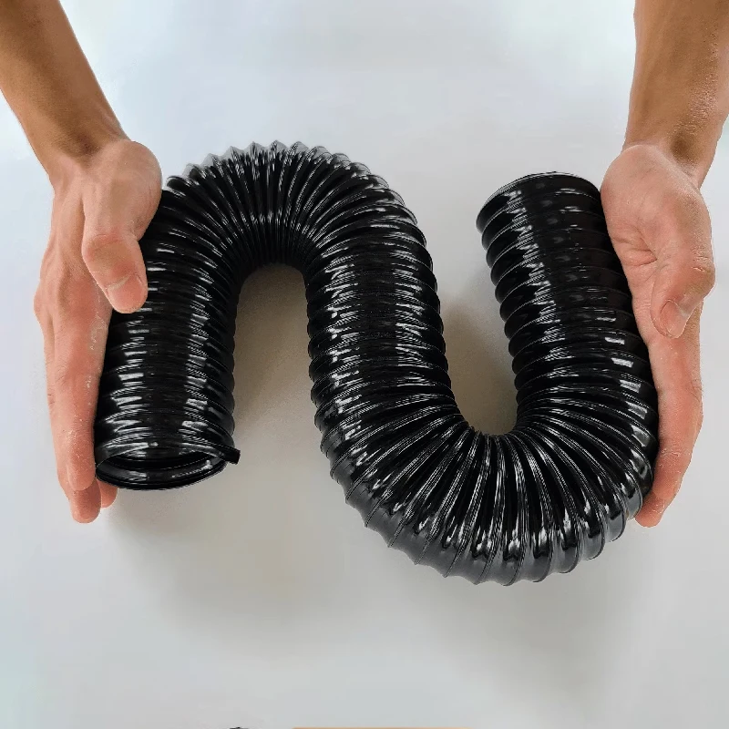 Saugschlauch Maschine Belüftung Abluft Stahldraht Wellrohr, Teleskop-Luftrohr aus schwarzem PU-Polyurethan, innen 25–100 mm Image