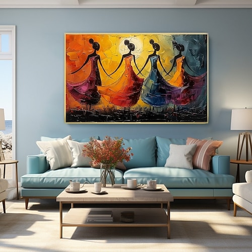 Ölgemälde mit Balletttänzern, handgemalte Leinwandkunst, anmutige Gefährten, abstraktes Gemälde von zwei Freunden, modernes Dekor, handgefertigtes minimalistisches Kunstwerk, Ölgemälde, Wandkunst, Image