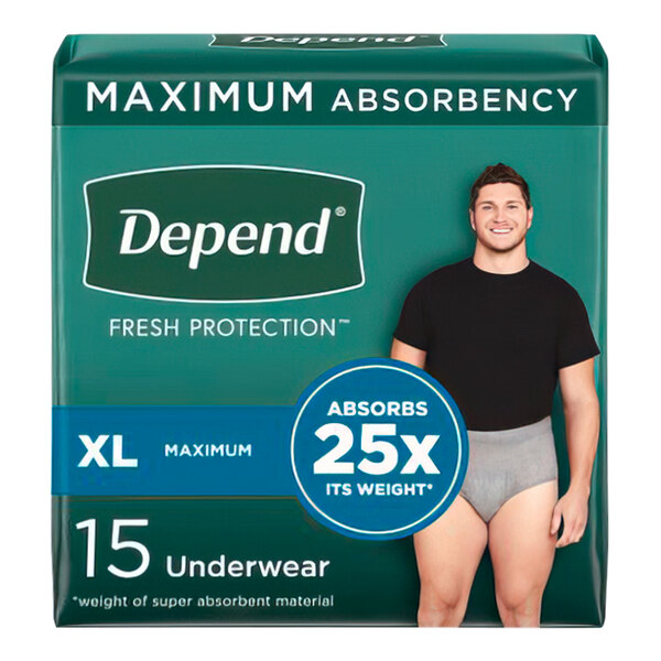 Depend Fresh Protection Men's Disposable Adult Underwear with Maximum Absorbency for Incontinence and Heavy Bladder Leaks - XL - 30/Case