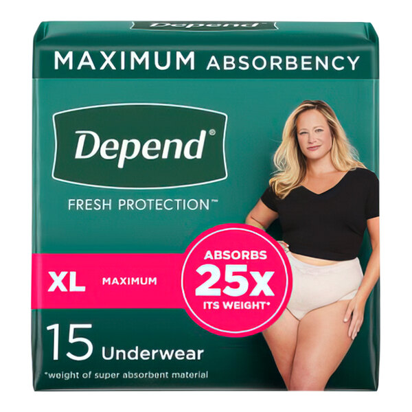 Depend Fresh Protection Women's Disposable Adult Underwear with Maximum Absorbency for Incontinence and Postpartum Bladder Leaks - XL - 30/Case