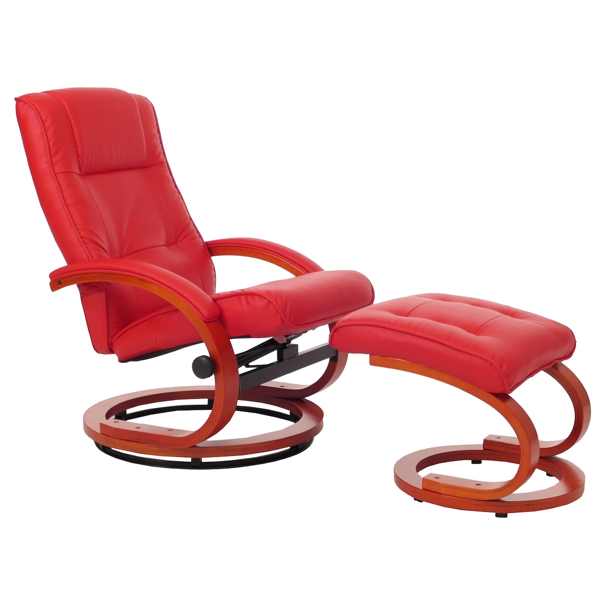 Mendler Fernsehsessel Relaxsessel Sessel Pescatori, Kunstleder, mit Hocker ~ rot Image