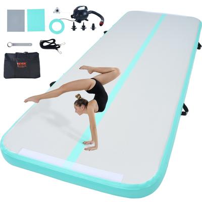 VEVOR Gymnastics Air Mat Thickness Inflatable Gymnastics Tumbling Mat, Tumble Track with Electric Pump - 4 inch Thickness