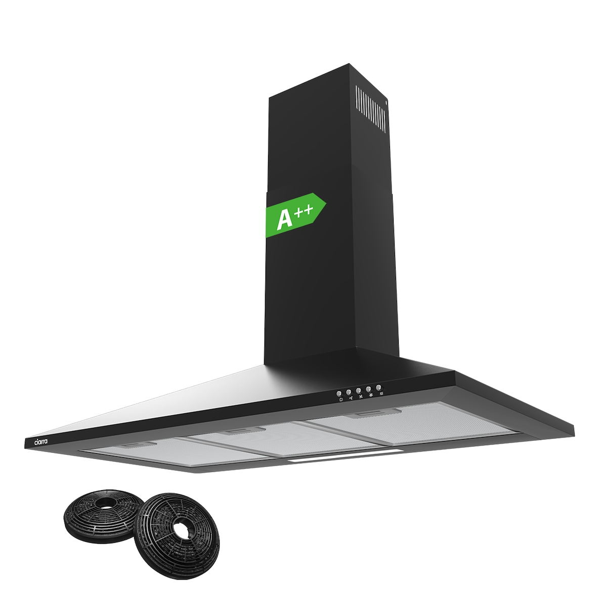 CIARRA Wandhaube 90cm Dunstabzugshaube A++ 370m³/h 3 Stufen Umluft & Abluft CBCB9201 Image