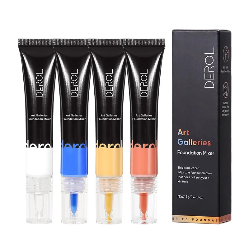 4-Farben-Korrektur-Make-up-Basis, Farbanpassung, Weiß, Blau, Gelb, Orange, Basismixer, Make-up, individuelle Schattenmischung, Pigmentschönheit