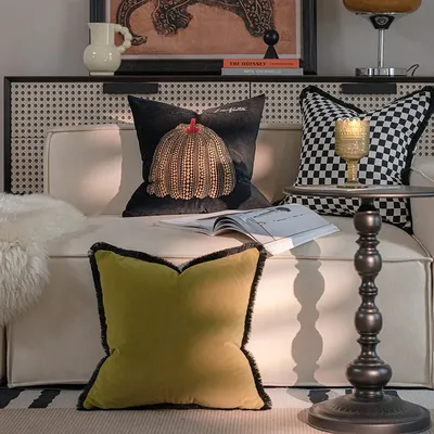 Vintage Kürbis Polka Dot bestickter Kissenbezug Samt Licht Luxus Wohnzimmer Kissenbezug dekorative Kissen für Sofa Zuhause Image