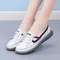 New shallow mouth women's shoes small white shoes leather elastic flat casual shoes Korean version