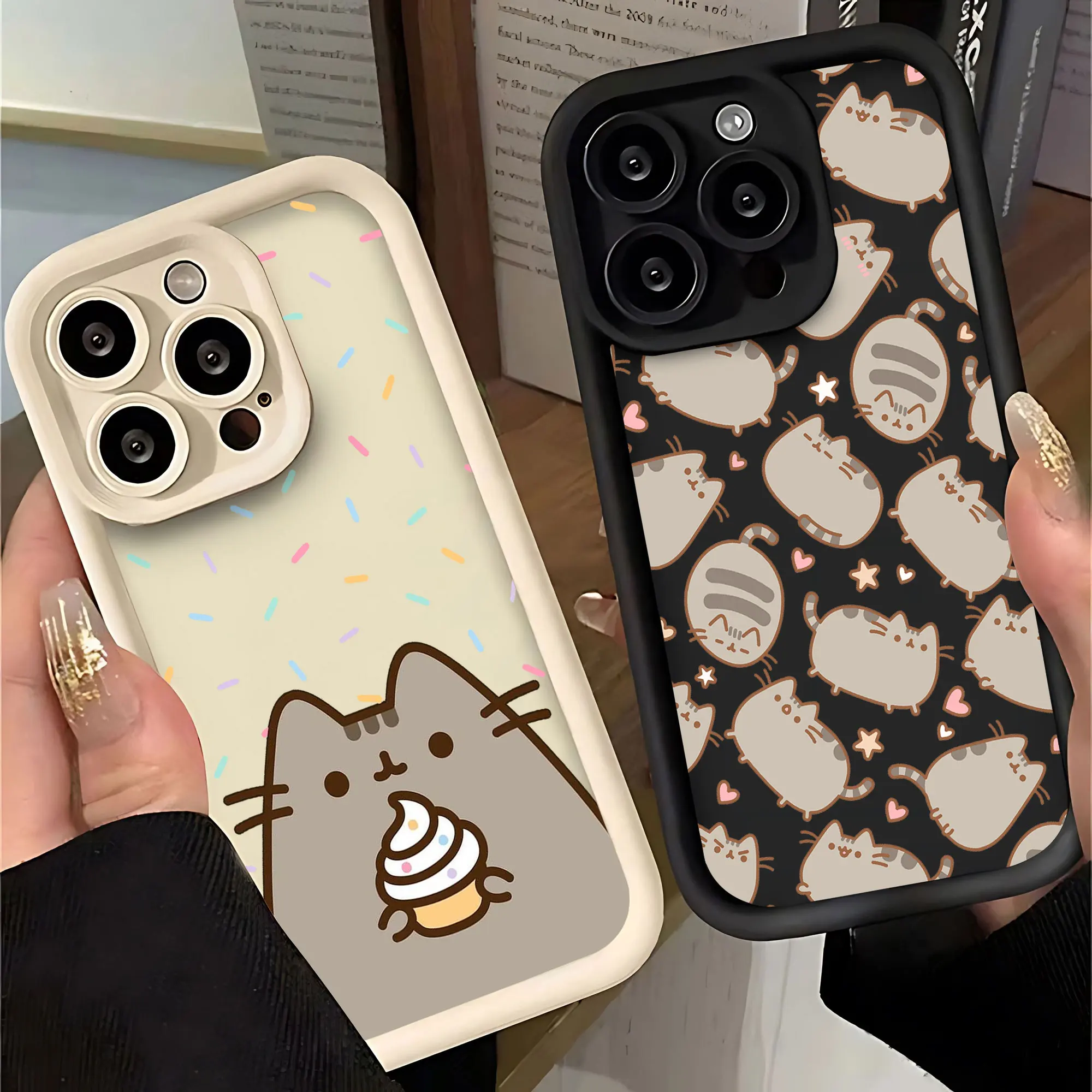 P-Pusheens Katze Handyhülle für IPhone 16 15 14 13 12 11 Pro Max Mini XR XS X 7 8 Plus Weiche TPU-Rückseite Image