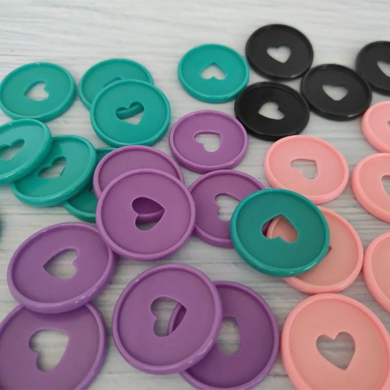 Anneau de disque de reliure coloré en forme de cœur, trou de pièce plus lent, rond en plastique, classeur bricolage, cahier, 35mm, 20 pièces