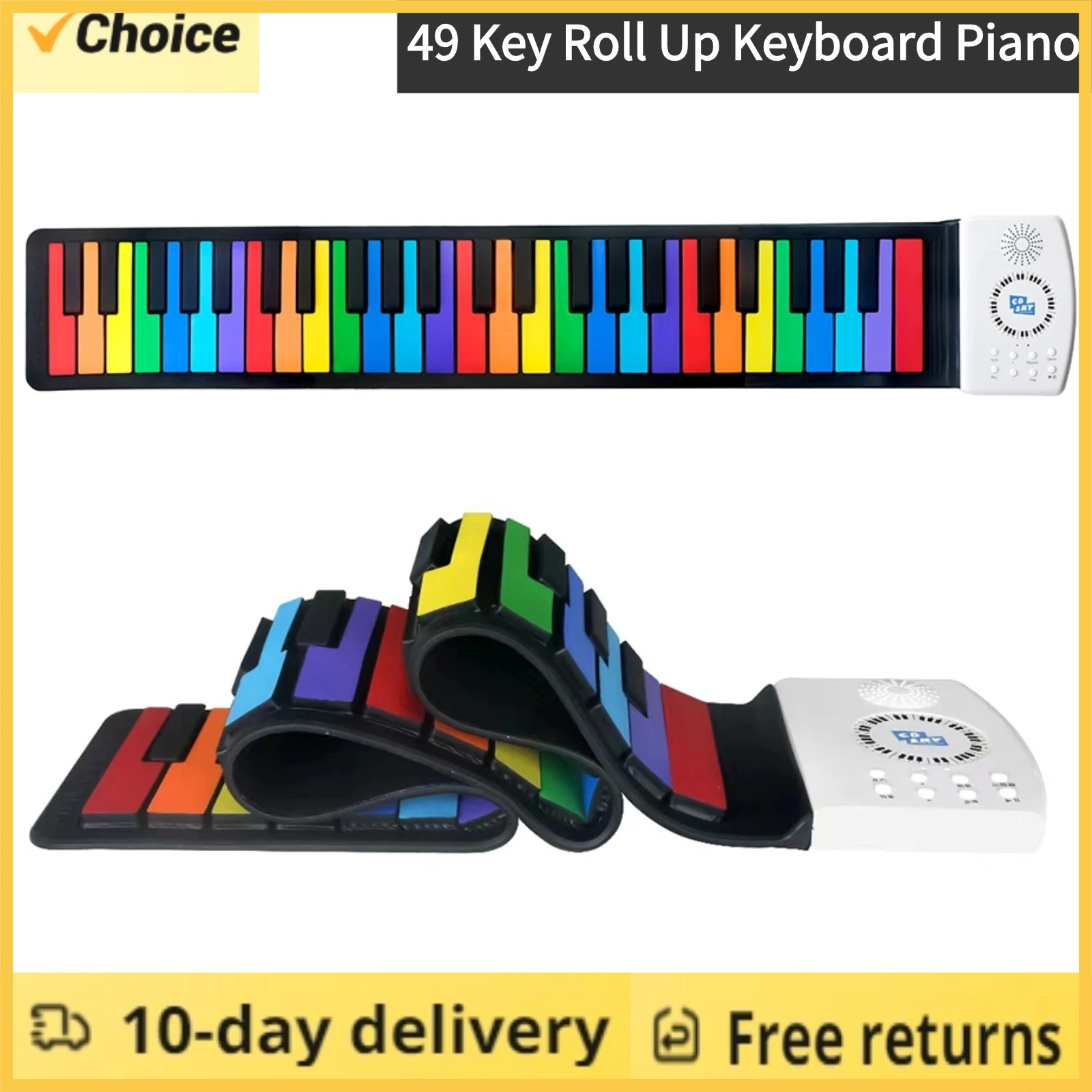 49 Tasten Roll-Up-Tastatur Klavier tragbare und faltbare digitale Klavier tastatur mit wiederauf ladbarem Akku Geschenk für Kinder Erwachsene Image