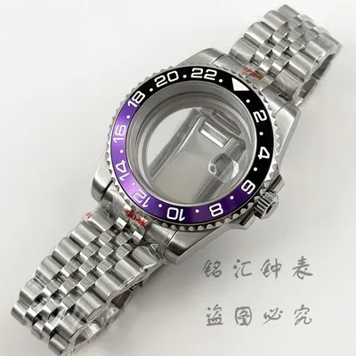 40MM SUB GMT Watch Case Solid Bracelet Glide Lock Clasp Fit NH34 NH35 NH36 NH38 NH70 ETA2824 PT5000