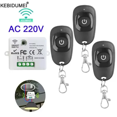 433Mhz Universal Wireless Remote Control Switch 110V 220V 10A Relay Mini Receiver Remote Control For