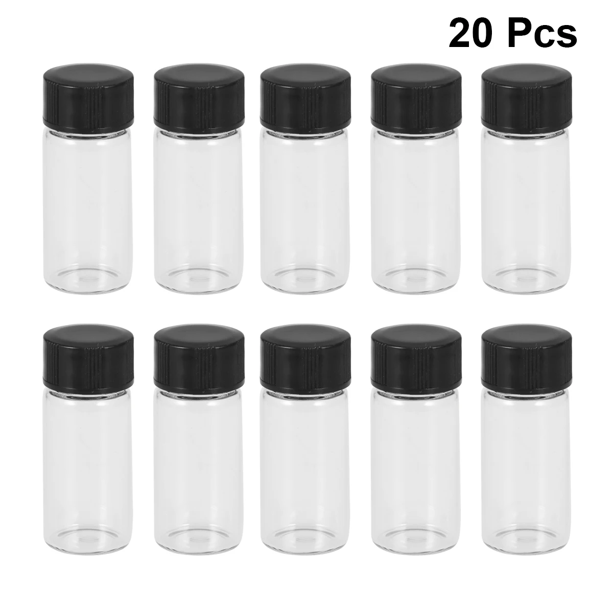 20Pcs High Transparency Glass Bottle Sealed Small Bottles Storage Container Refillable Sample Jars With Cap Safe Healthy Skin