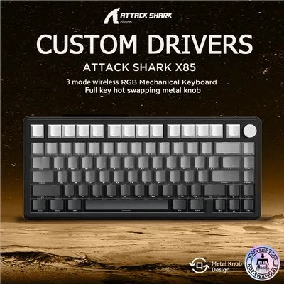 ATTACK SHARK X85 Bluetooth mechanical keyboard, 2.4G tri-mode, RGB Effects,TFT screen, metal