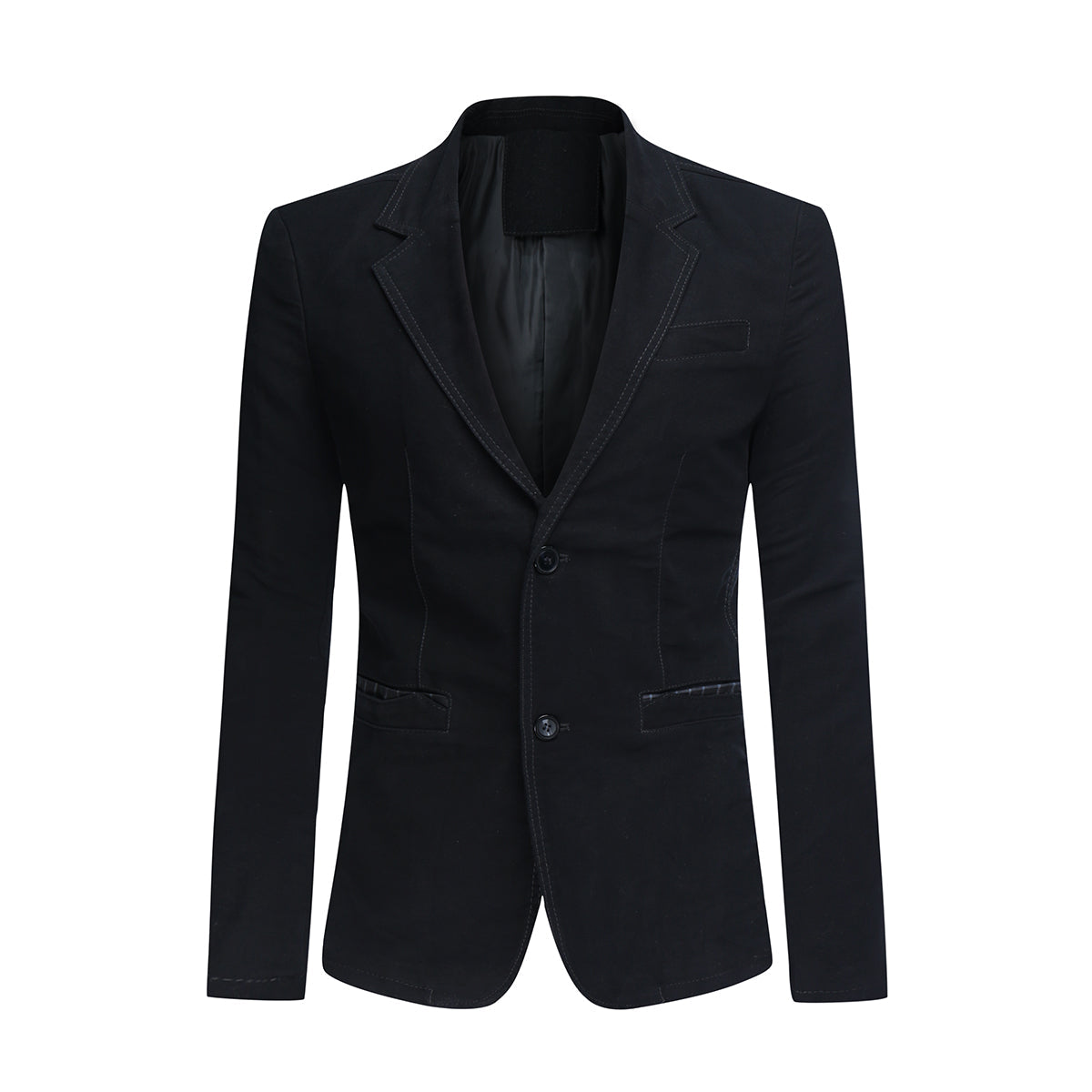 Herren Casual 2 Knöpfe Herbst Blazer Slim Fit Sportmantel Schwarz Image