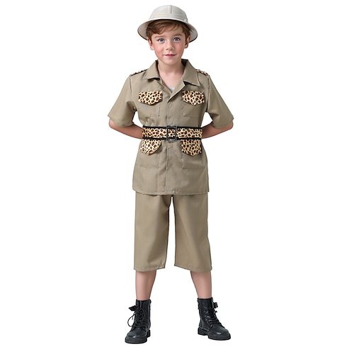 Karnevalskostüm 2026 Berufskostüme Explorer Scout Karneval Kostüm Safari-Anzug Kinder Jungen Mädchen Halloween Karneval Pädagogisches Ankleiden Verkleidung für Schulveranstaltungen Einfaches Image
