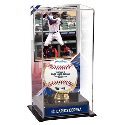 Vitrine mit goldenem Handschuh von Carlos Correa, Minnesota Twins, mit Bild Image