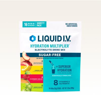 Liquid I.V.® Sugar-Free Variety Pack Hydration Multiplier® (16 Pack) - Hydrating Keto-Friendly Electrolyte Powder Drink Packet with Zero Sugar