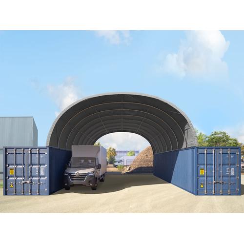 8x12m Container Überdachung, PRIMEtex-Plane, grau, mit Statik - (47602)