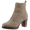 Schnürstiefelette TAMARIS, Damen, Gr. 41, grau (taupe), Nubuklederimitat, unifarben, used, klassisch, Schuhe, Trichterabsatz, Stiefelette, Businessmode in veganer Verarbeitung