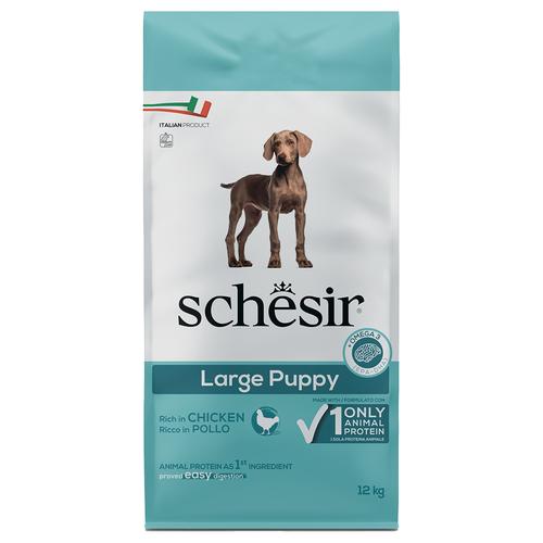 12kg Schesir Dog Large Puppy mit Huhn Hundefutter trocken