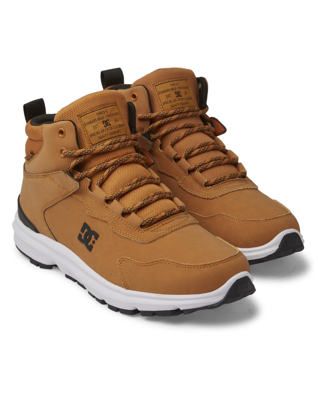 Stiefel DC SHOES "Mutiny", Gr. 8(40,5), beige (wheat, schwarz), Obermaterial: Leder (Kuh) / Futter: Textil / Außensohle: Gummi, Schuhe