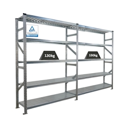 PROREGAL Fachbodenregal PROXIMO Stecksystem | Komplettregal | HxBxT 200x300x40cm | 5 Ebenen | Fachlast 130 kg | Beidseitig nutzbar | Verzinkt Image