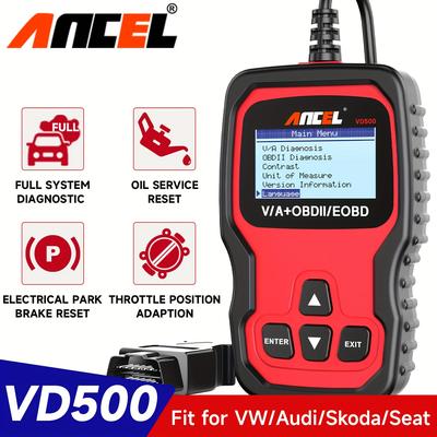 TEMU Ancel Obd Ii Diagnostic Scanner For Vw For Seat Check Engine Light Epb Abs Srs Code Reader Oil Throttle Position Brake Pad Reset Tool, Without Battery