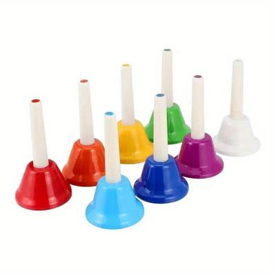 TEMU Colorful Hand Bells: 8-note Set For Adults - Metallic, Clear Sound, Portable Musical Instrument With Handles - Perfect For Festive Celebrations