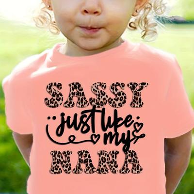 TEMU 100% Cotton, Sassy Just Like My Nana Print Short Sleeve T-shirt Tops For Girls Summer