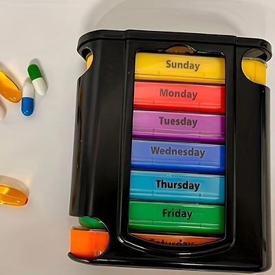 TEMU 7-day Stackable Daily Pill Organizer: Weekly Medication , 4 Times A Day, 7 Individual Stacking Cases, (black)